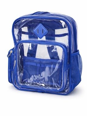 Clear Vinyl Backpack with Royal Blue Trim